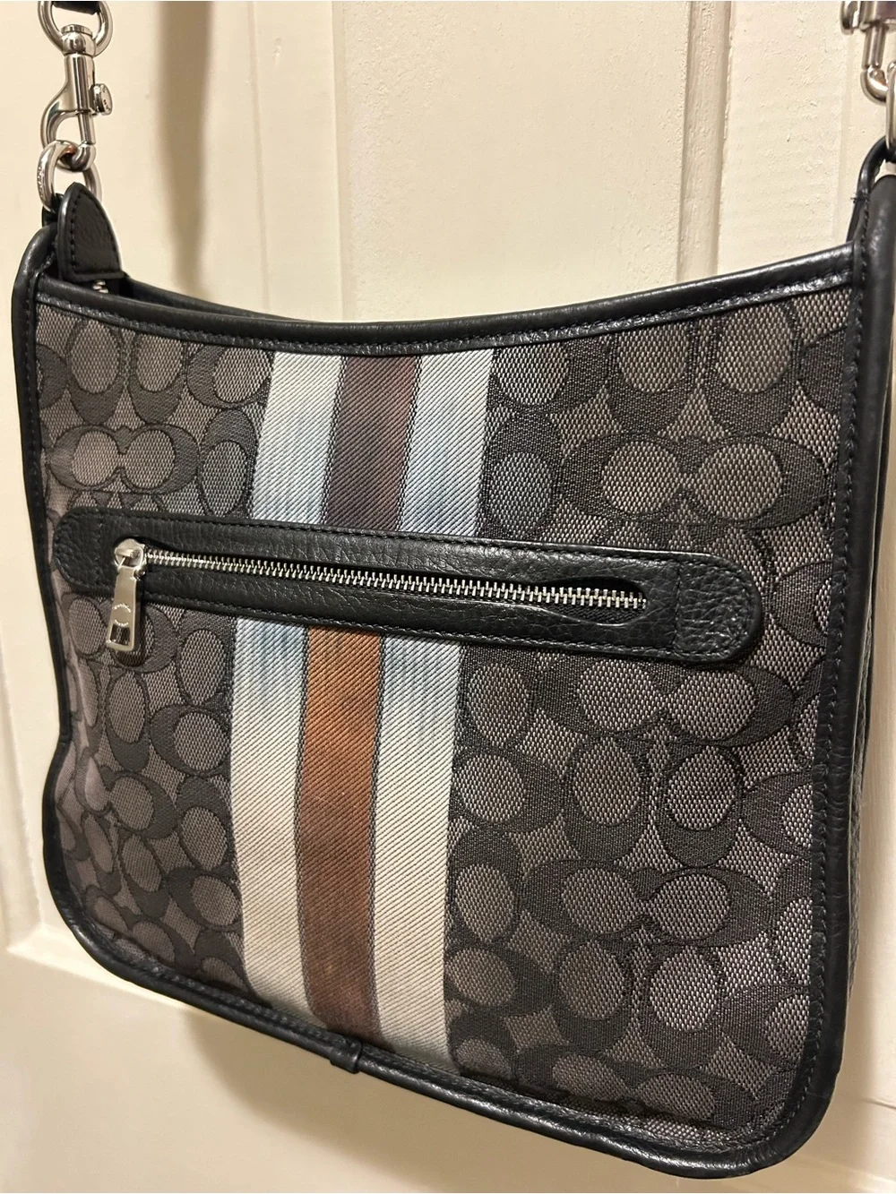 Coach Dempsey File Bag CA195 Signature Jacquard Stripe Crossbody